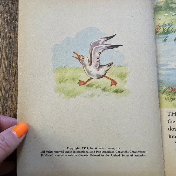 THE BRAVE LITTLE DUCK Vintage 1953 Wonder Books Fleur Conkling Yellow Duck - Picture 3 of 6